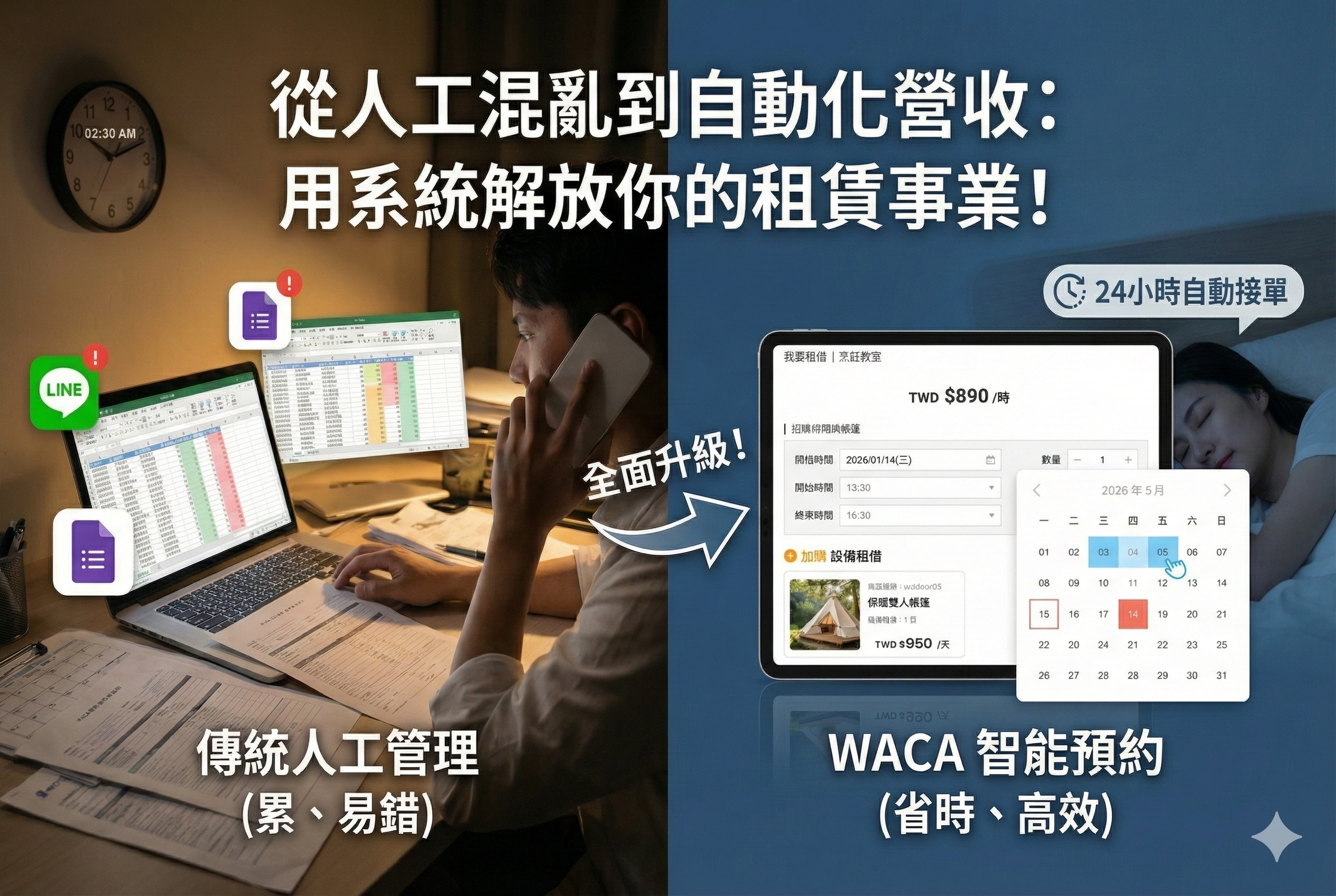 升級WACA租借預約管理系統，讓你的租賃事業省時又高效，長久經營